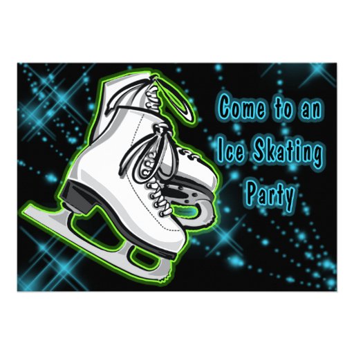 Cosmic Neon Ice Skates Party Announcements