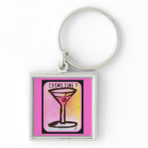 COSMO TIME PINK MARTINI PRINT KEYCHAINS