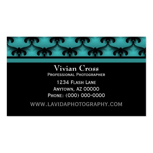 Cosmopolitan Glam Business Card, Teal (back side)