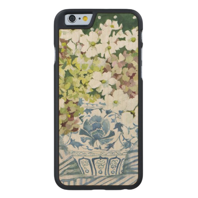 Cosmos and hydrangeas in a chinese vase 2013 carved® maple iPhone 6 case-0