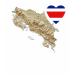 Costa Rica Flag Heart + Map Fitted AA T-Shirt