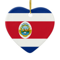 Costa Rica Flag Heart Christmas Ornament