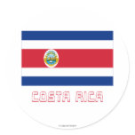 Costa Rica Flag with Name Round Stickers