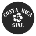 Costa Rica Pink Girl Round Sticker