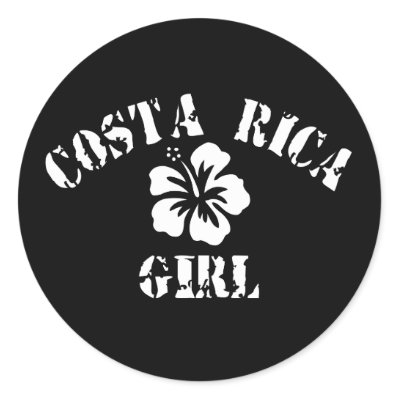 Costa Rica Pink Girl Round Sticker