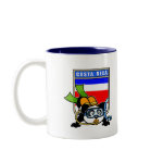 This cute panda loves to go scuba diving off the coast of Costa Rica! It has such beautiful coral reefs and marine life! Panda wears double tanks, a scuba mask & reg, and green fins. What a cutie! A great gift for any scuba diver who loves to go to Cost Rica.