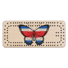 Costa Rican Butterfly Flag Maple Cribbage Board