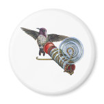round_magnet - A Costa's Hummingbird hovers just beyond a bird feeder that's been attached to your window. A neat painting with a new way to look at hummingbirds: Sizes  Available colors: 0