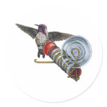 round_sticker - A Costa's Hummingbird hovers just beyond a bird feeder that's been attached to your window. A neat painting with a new way to look at hummingbirds: Sizes  Available colors: 0