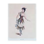 Costume design for a female harlequin, c.1880 postcard