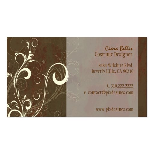 Costume Designer ~ Chocolate swirls Business Card Templates (back side)