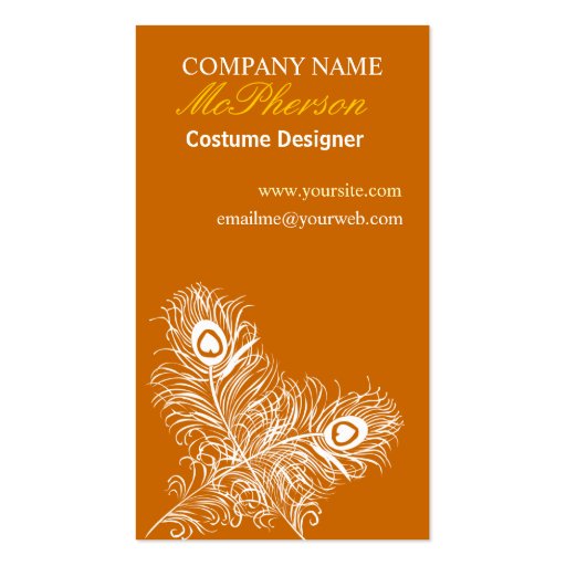 Costume Peacock Feathers Business Cards (front side)