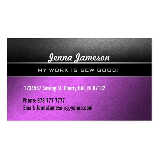 Costume Sewing Business Cards (back side)