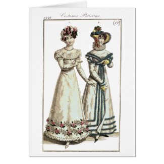 Costumes Parisiens 1821 Fashion Plate Greeting Card