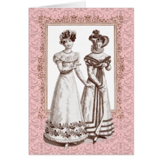 Costumes Parisiens 1821 Regency French Fashions Greeting Card