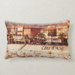 Cote d'Azur retro beach kidney pillow