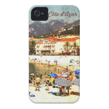 Côte d'Azur, retro beach scene i-phone case iPhone 4 Case