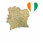 Cote d'Ivoire Flag Heart Map Fitted AA T-Shirt