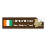 Cote d'Ivoire Flag Map Text Bumper Sticker