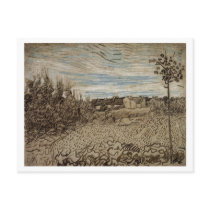 Cottages, Woman in Foreground, Vincent van Gogh Post Card