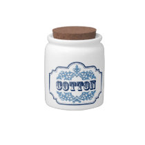Cotton Balls Container Vintage Blue Design Candy Dishes