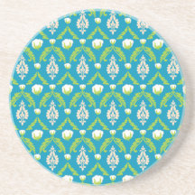 Cotton Boll Damask Coaster