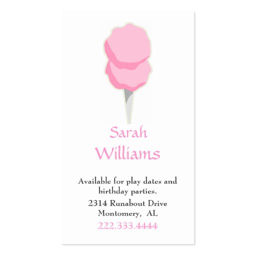 Cotton Candy Children Calling Card Business Card Templates (front side)