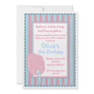 Cotton Candy Circus Carnival Birthday Invitation invitation
