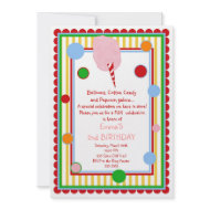 Cotton Candy Circus Carnival Birthday Invitation invitation