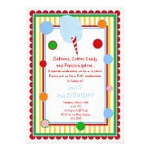 Cotton Candy Circus Carnival Birthday Invitation