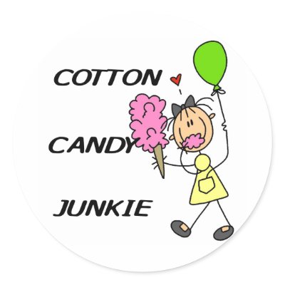 Cotton Candy Junkie Tshirts and Gifts Round Stickers by stick_figures