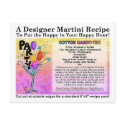 Cotton Candy Martini Recipe Card Postcard by TheMartiniDiva
