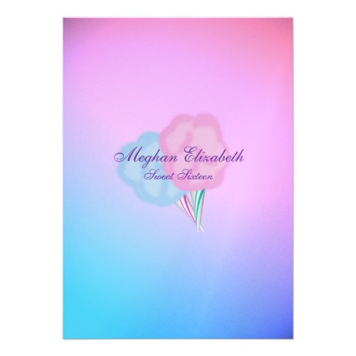 Cotton Candy Sweet Sixteen Birthday Personalized Invite