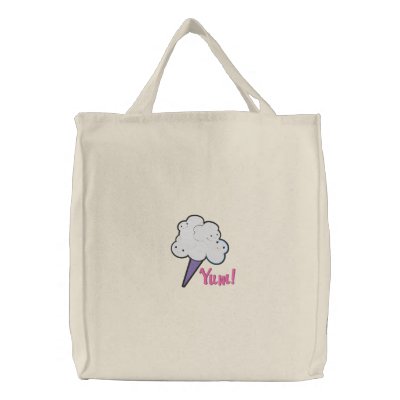 cotton candy, Yum! embroidered tote bag by doonidesigns