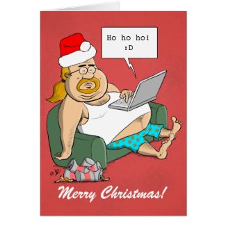 Couch Potato Merry Christmas Card - "Ho ho ho! :D"