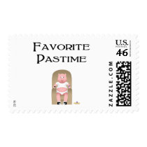 Couch Potato Pig Favorite Pastime postage