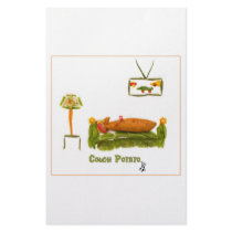 couch potato with border stationery by animalgarden couch potato with border stationery