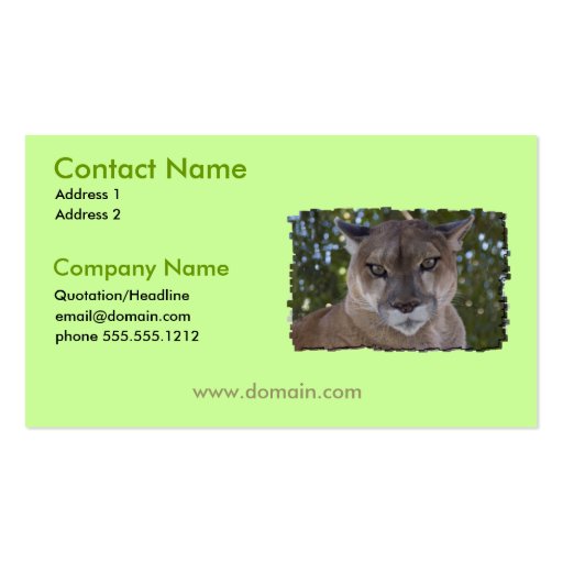 Cougar Cat Business Card (front side)