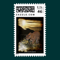 Cougar Mountain-Lion Art Postage Stamps stamps