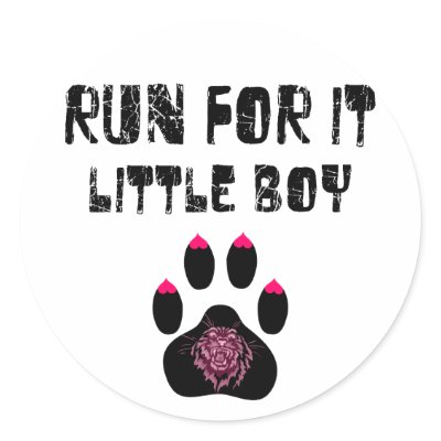 Cougar: Run For It Little Boy Round Sticker by sexycougar