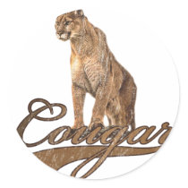 Cougar Round Sticker