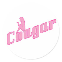 Cougar Woman Blows Kisses Round Stickers