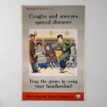Coughs and Sneezes spread diseases - Tram posters