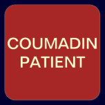 Coumadin Patient Chart Label stickers