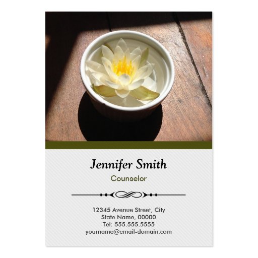 Counselor - Elegant Water Lily Appointment Business Card Templates (front side)