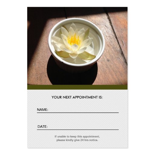 Counselor - Elegant Water Lily Appointment Business Card Templates (back side)