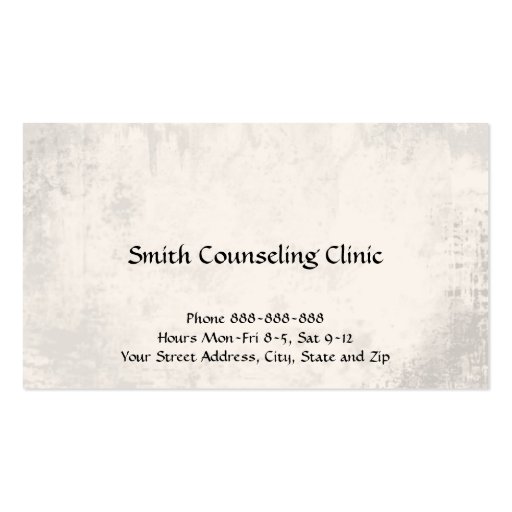Counselor Psychologist Mental Health Business Card (back side)