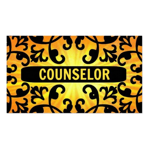 Counselor Sunshine Damask Business Card (front side)