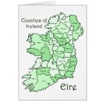 Counties of Ireland Map Greeting Cards