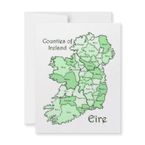 Counties of Ireland Map Personalized Invitation